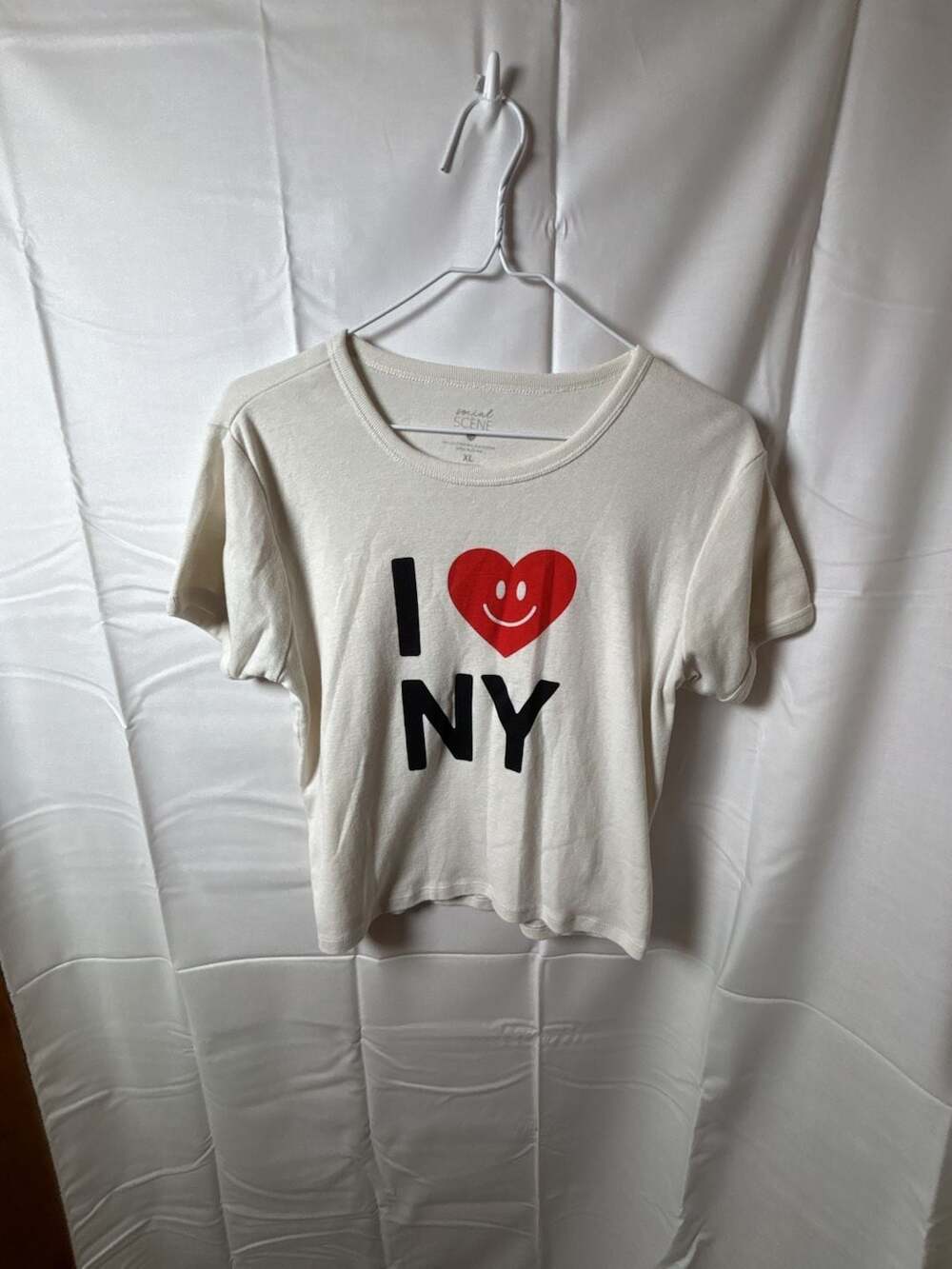 Social Scene I Love NY Smiley Heart Graphic Cropped T-Shirt